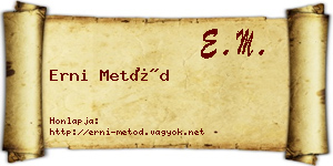 Erni Metód névjegykártya